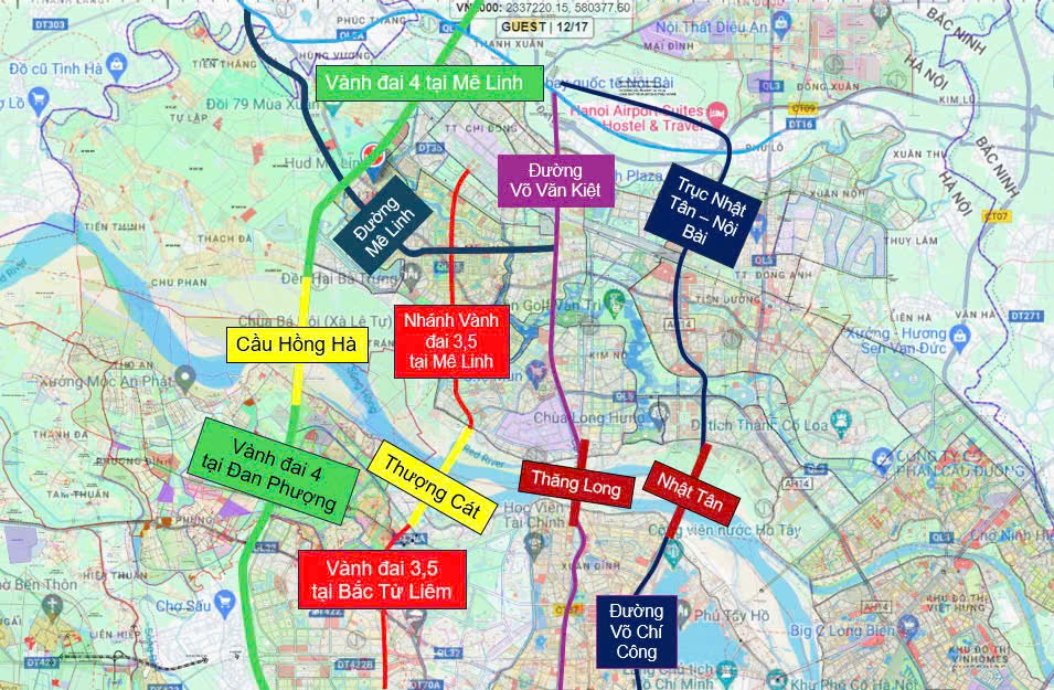 Vị trí kết nối của Mê Linh