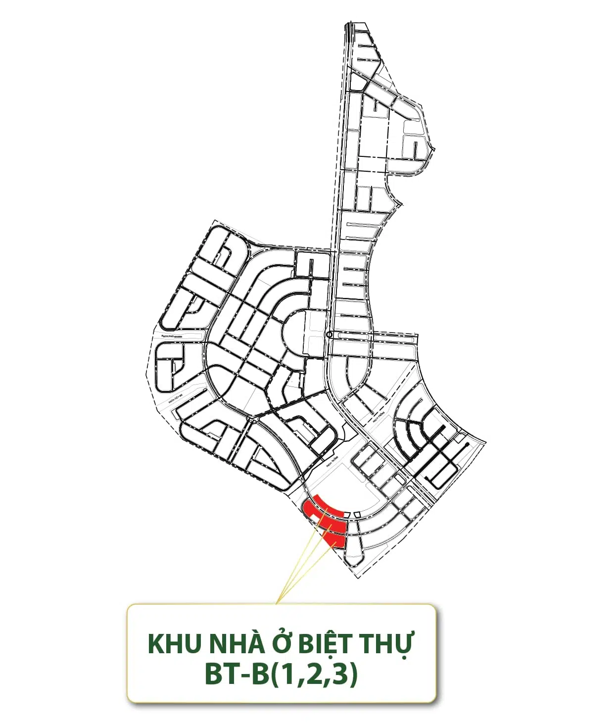 Vị trí khu biệt thự BT-B1,2,3 Khu đô thị sinh thái Chánh Mỹ