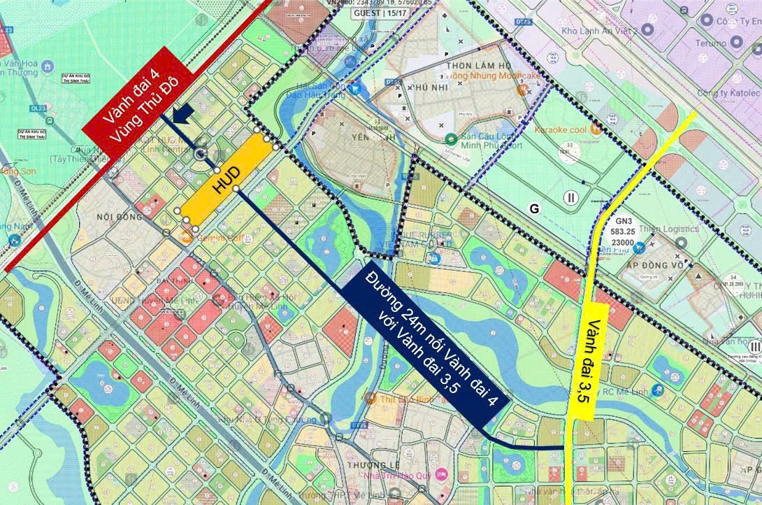 Vị trí kết nối của HUD Mê Linh Central