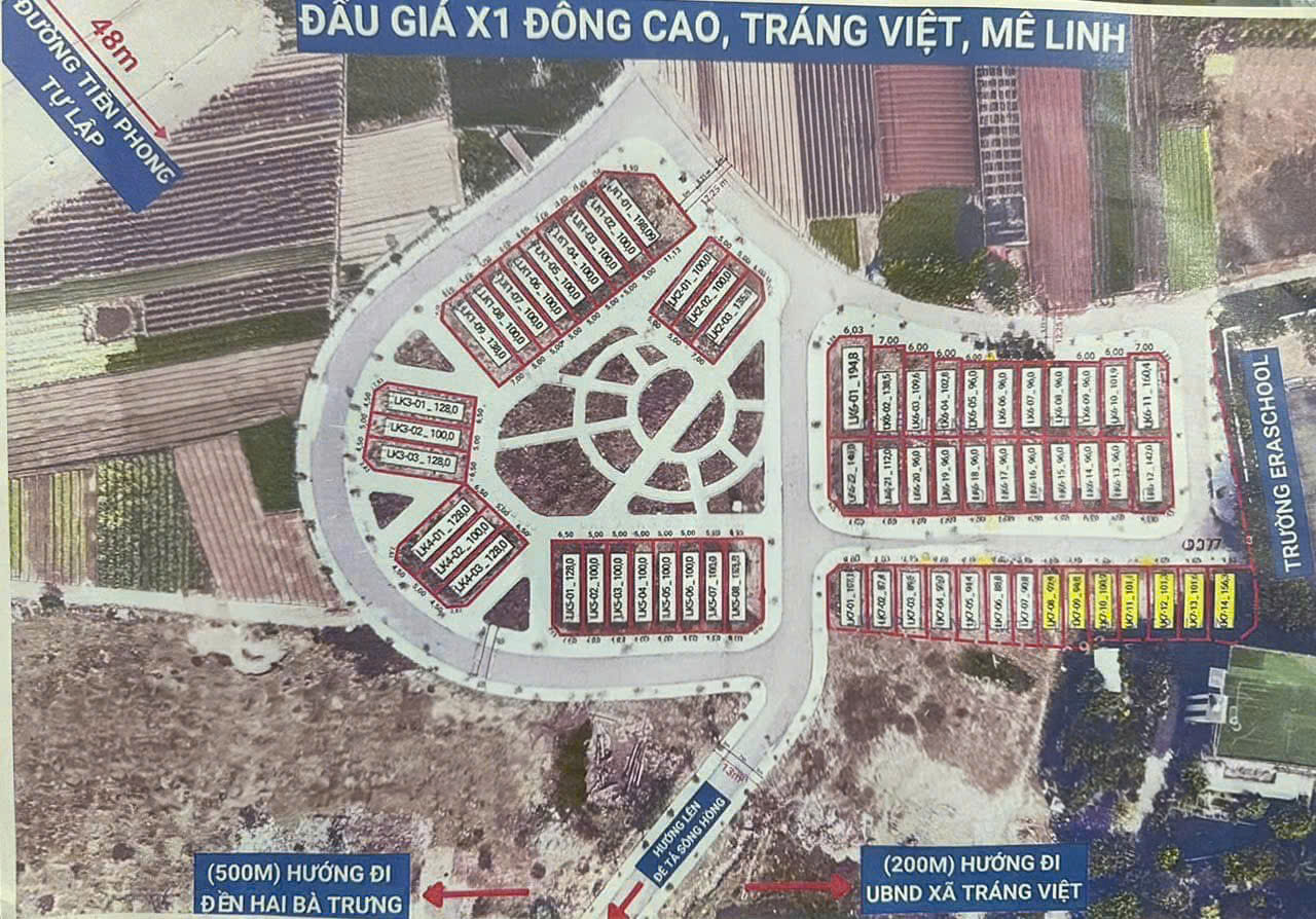 Đất đấu giá Tráng Việt Mê Linh mới nhất